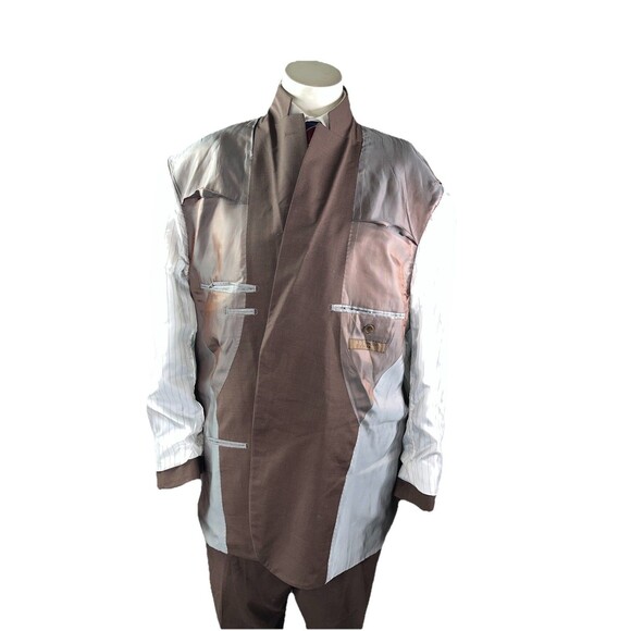 Prontomodo Europa Men 2pc Suit 100% Merino Wool 50R 44x27 Brown Micro Check - Picture 8 of 16